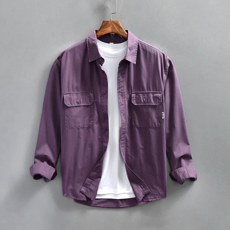 Men's versatile long sleeve button-up shirt for smart casual and everyday wear.