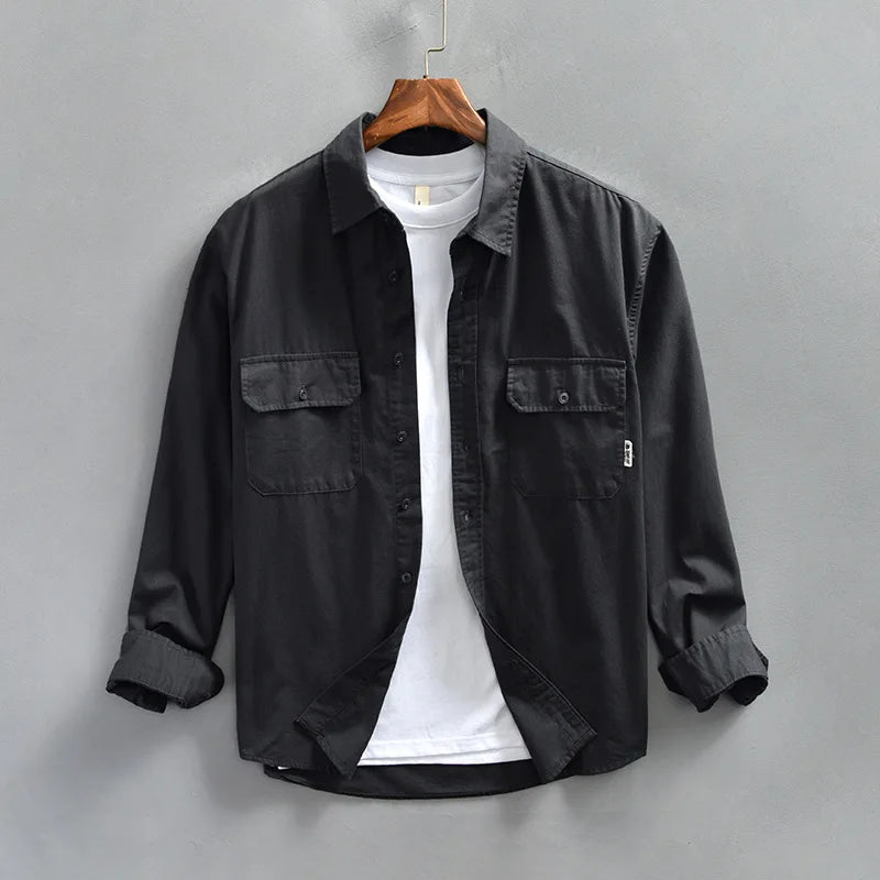 Comfortable men's long sleeve button-up shirt, perfect for casual outings or office.