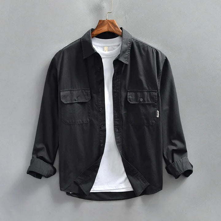 Comfortable men's long sleeve button-up shirt, perfect for casual outings or office.