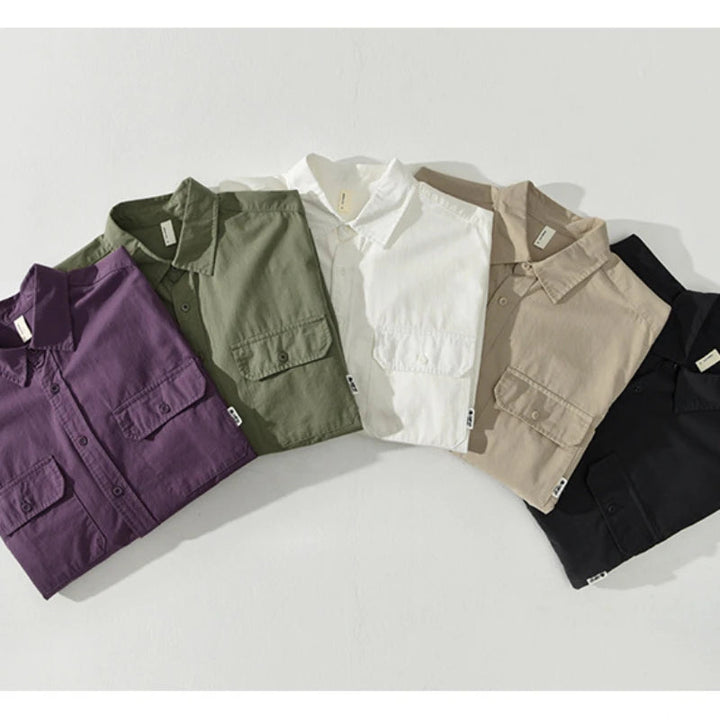 Men's button-up long sleeve shirt, a key piece for any versatile men's casual wardrobe.