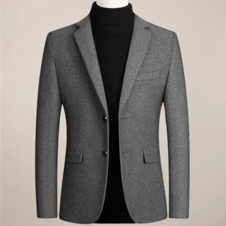 Modern two-button men's blazer, a stylish smart casual jacket. Versatile men's fashion outerwear for any event.