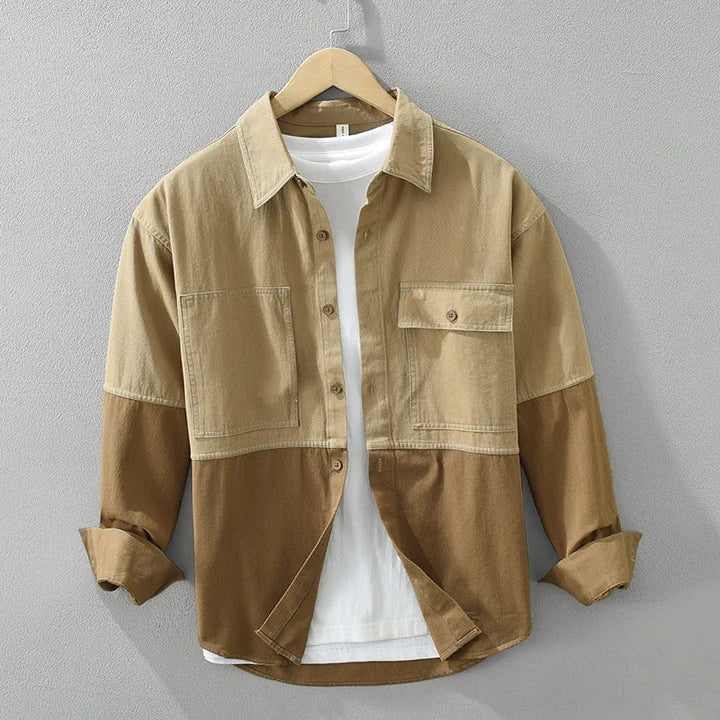Stylish men's casual overshirt, ideal for everyday wear, offering a relaxed workwear-inspired look.