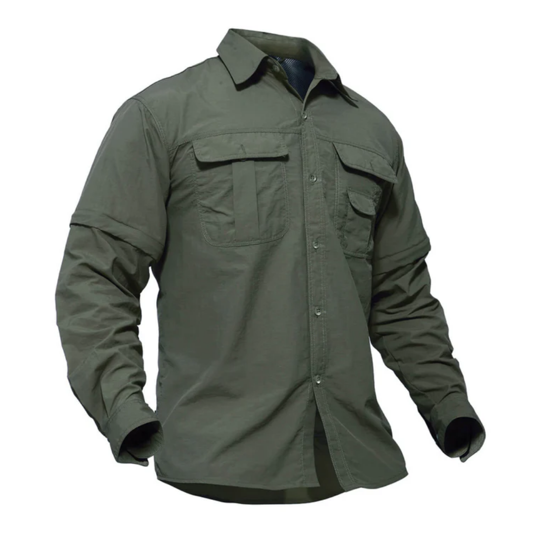 Lightweight men's convertible shirt, Arvo zip-off, perfect for travel, hiking, and any outdoor adventure.