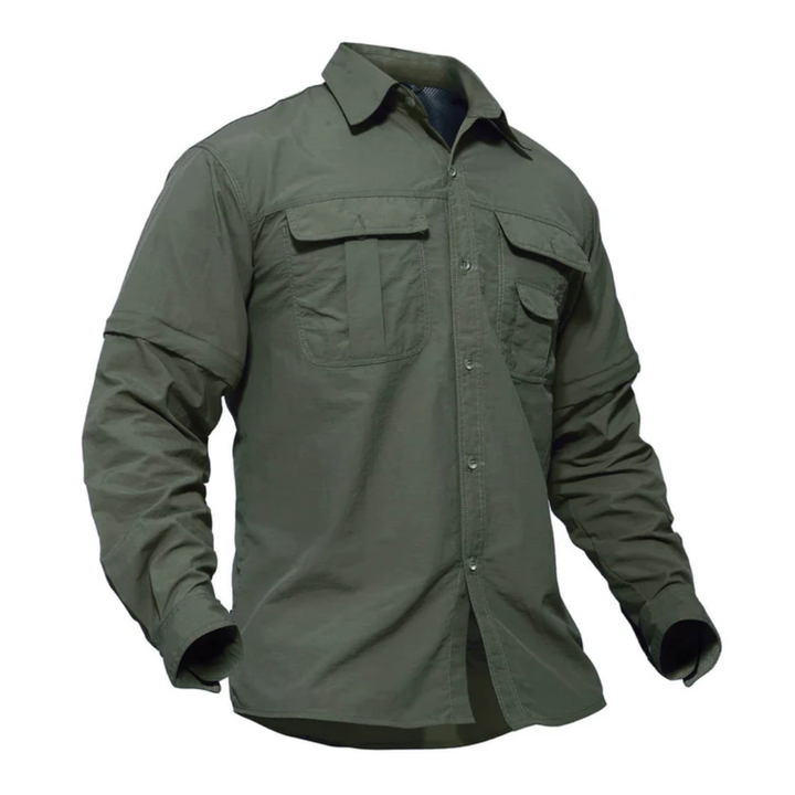 Lightweight men's convertible shirt, Arvo zip-off, perfect for travel, hiking, and any outdoor adventure.