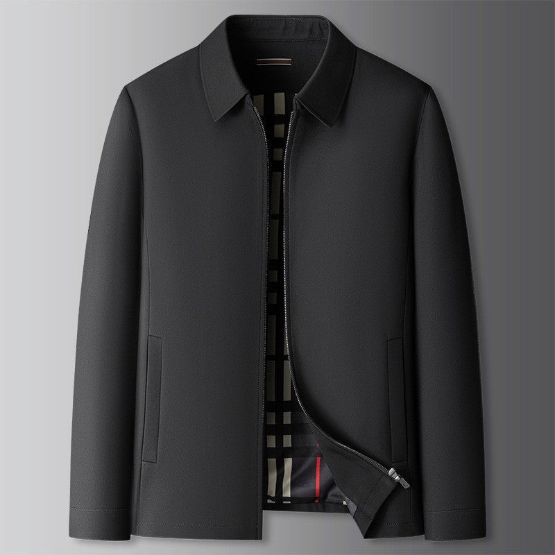 Navy men's collared zip-up jacket, a stylish & versatile casual outerwear piece for everyday wear.