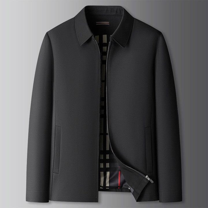 Navy men's collared zip-up jacket, a stylish & versatile casual outerwear piece for everyday wear.