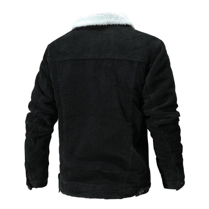 Model wearing men's vintage sherpa-lined bomber jacket, styled for a casual winter look, mens jacket.