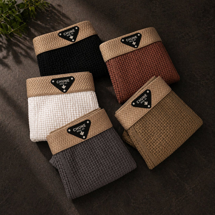 High-quality men's waffle knit boxer shorts. Supreme comfort loungewear and soft feel underwear.