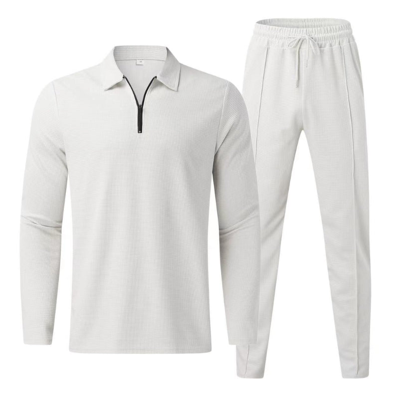 Men's matching waffle knit loungewear, a cozy and fashionable two-piece