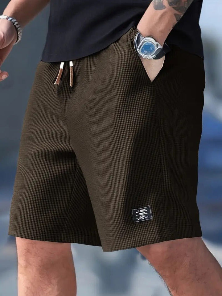 Men's Waffle Knit Shorts, relaxed fit. Comfortable casual wear, perfect for summer days or loungewear.