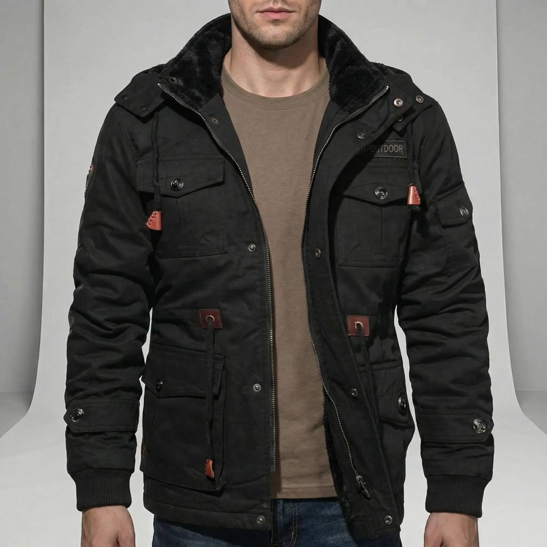 George Men's Water-Repellent Everyday Parka Jacket. Windproof with secure pockets for outdoor use.