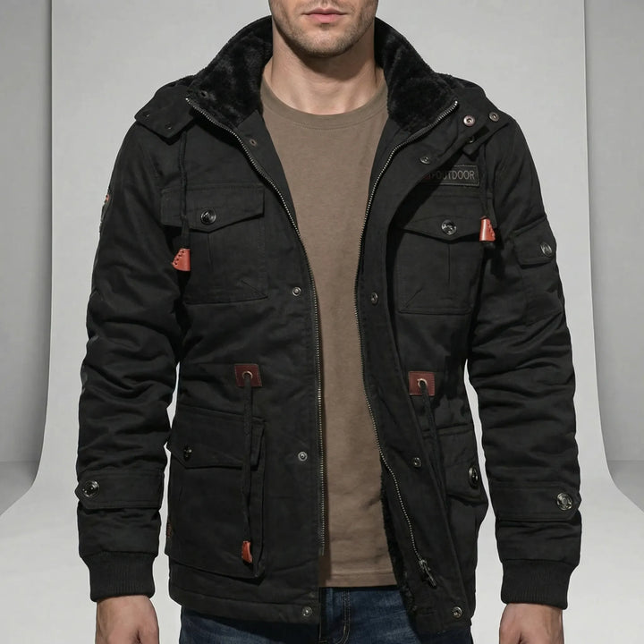 George Men's Water-Repellent Everyday Parka Jacket. Windproof with secure pockets for outdoor use.