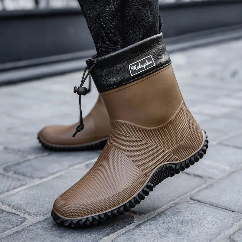Men's brown waterproof ankle work boots, essential safety footwear with non-slip and comfort features