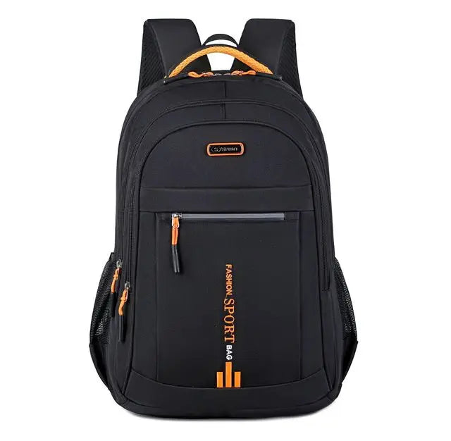 Rugged men's waterproof travel backpack, ideal for outdoor adventures & daily commute.