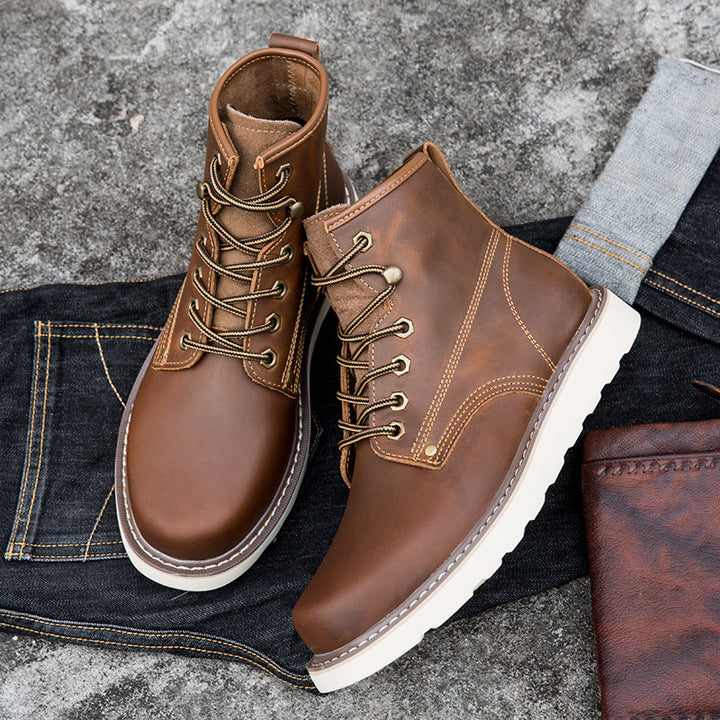Men's outdoor footwear, waterproof chukka boots ready for adventure, dark brown leather