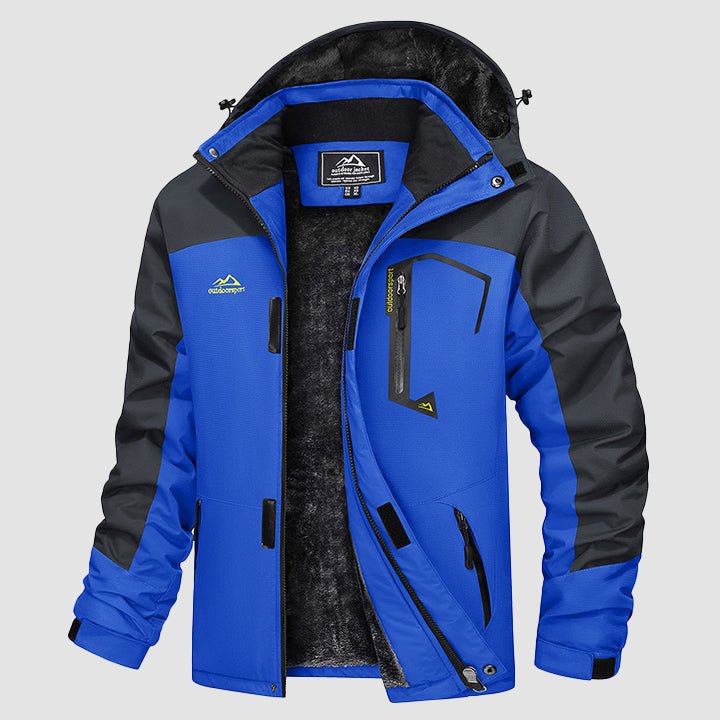 Fleece-lined interior of men's waterproof ski jacket, showing warmth and comfort.
