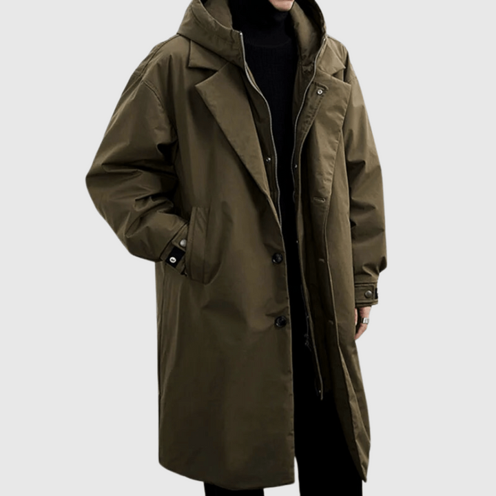Stylish men's waterproof jacket, perfect as lightweight outerwear or windbreaker. Great for all-weather rain protection.