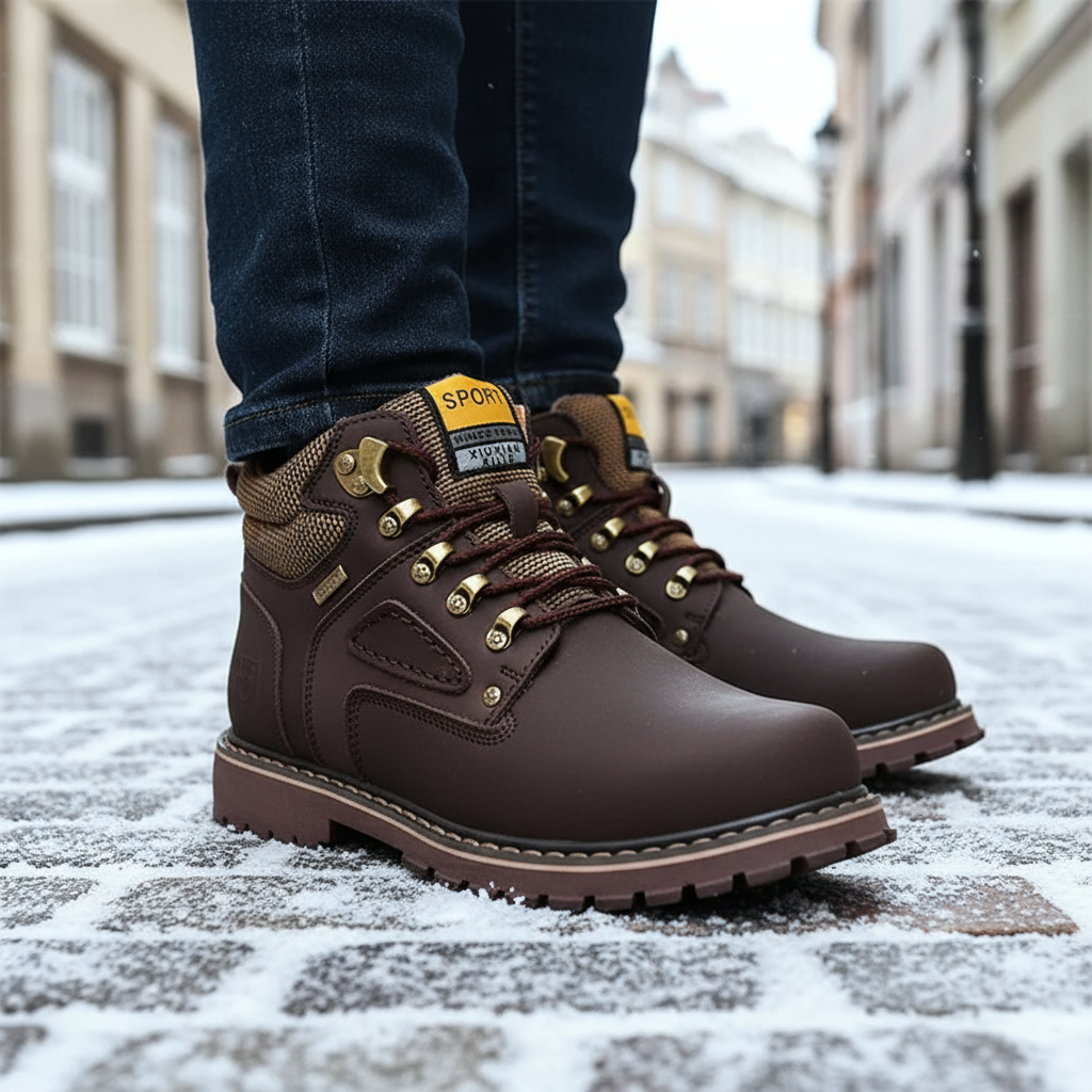Men's waterproof winter shoes for cold weather, durable & warm.