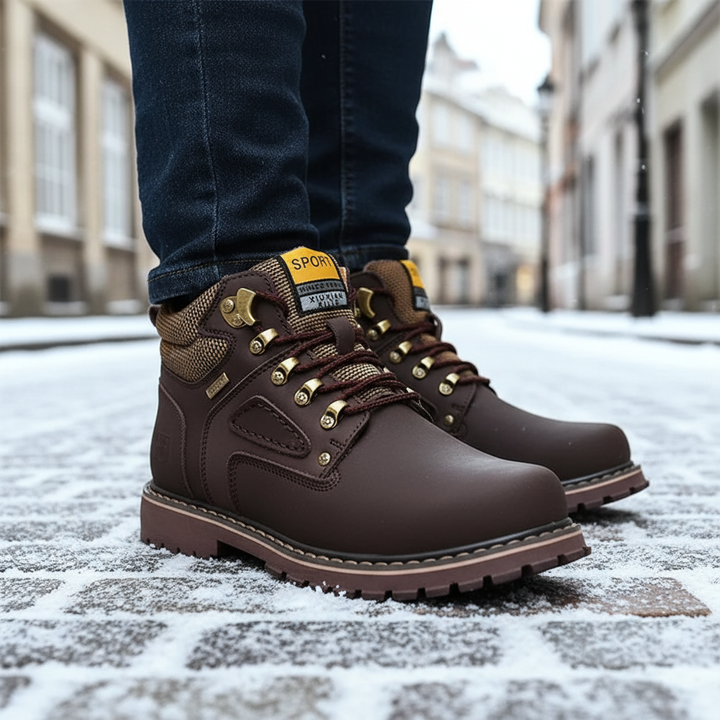 Men's waterproof winter shoes for cold weather, durable & warm.