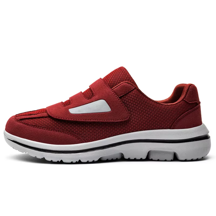 Back view of supportive men's orthopedic slip-on shoes, designed for wide feet, stability & daily comfort.