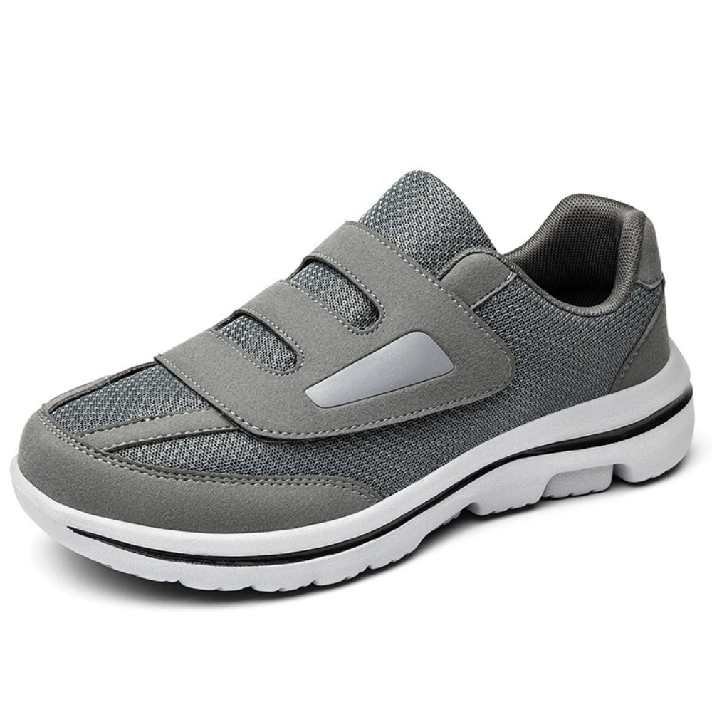 Men's supportive orthopedic slip-on shoes, wide fit with adjustable Velcro for daily comfort & foot health.