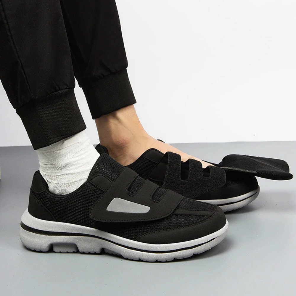 Soft, cushioned interior of men's orthopedic slip-on shoes, designed for wide fit comfort & foot health.