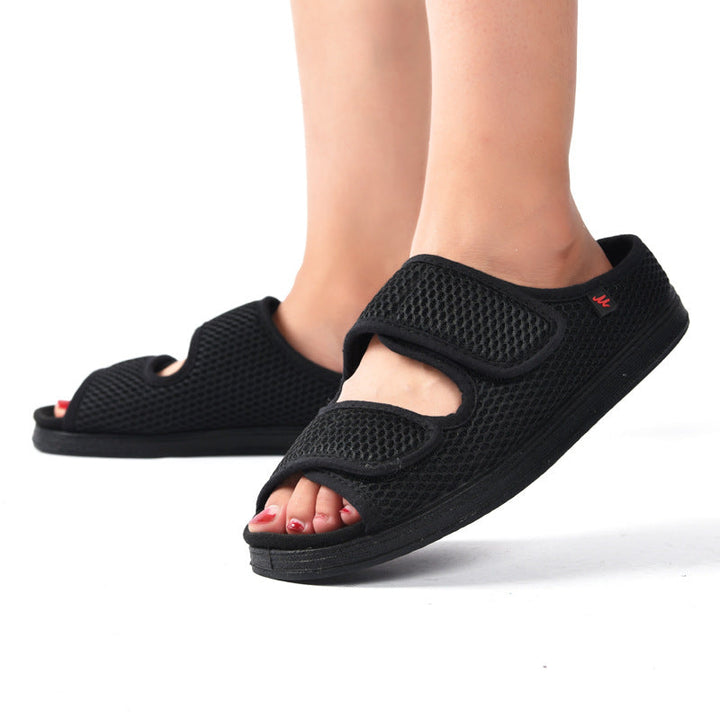 Men's wide fit slip-on comfort shoes with adjustable velcro closure. Breathable & lightweight walking footwear.
