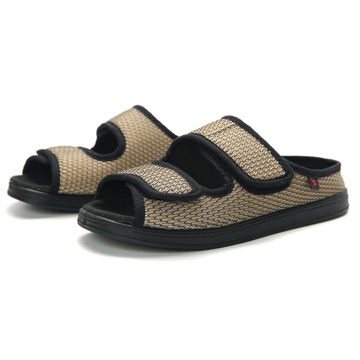 Ergonomic men's breathable wide fit shoes. Non-slip, adjustable slip-on design for casual everyday comfort.