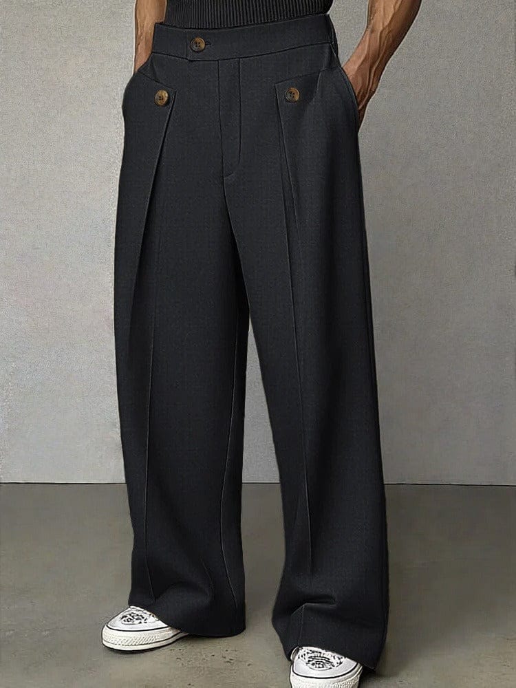 Trendy men's wide-leg flared trousers, designed for a comfortable, modern look and versatile styling.