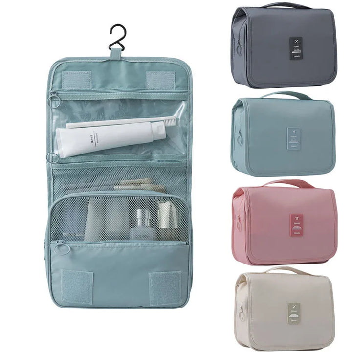 Men's & women's compact travel toiletry bag with 6 compartments, perfect for organizing essentials.