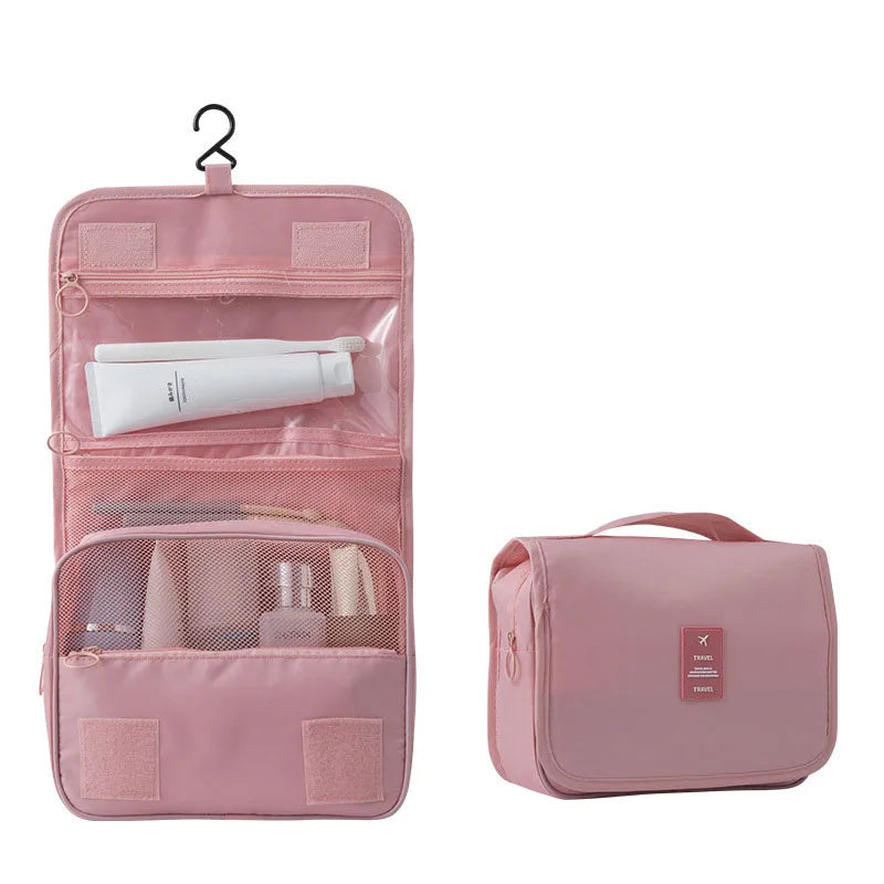 Waterproof compact toiletry organizer bag, perfect for travel, gym, or camping essentials.