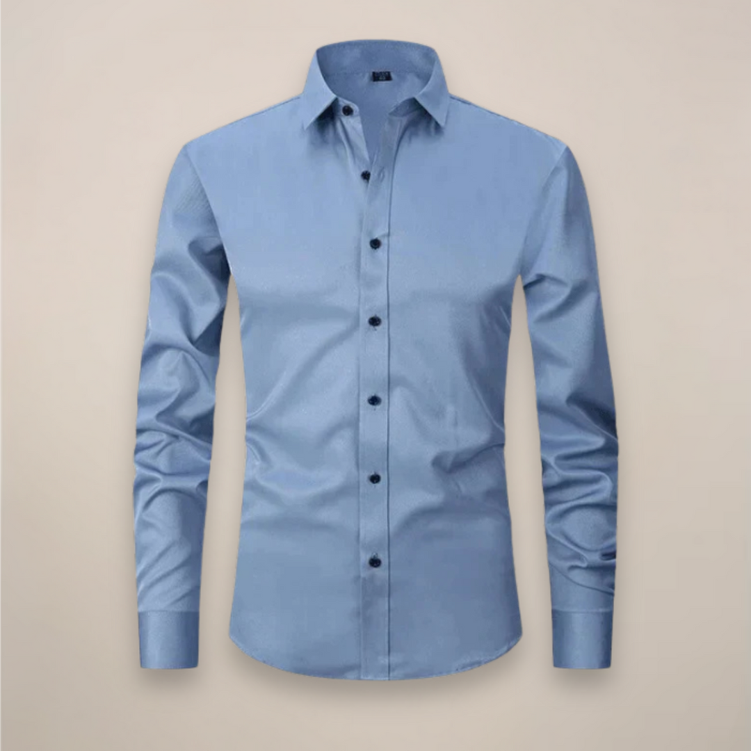 Soft & wrinkle-free men's long-sleeve dress shirt, offering ultimate comfort & style.