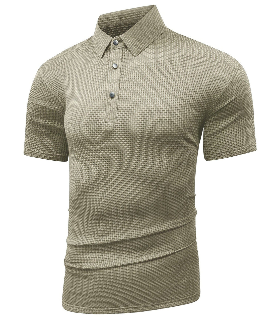 Man wearing a comfortable wrinkle-free performance polo, showcasing its casual and semi-formal versatility