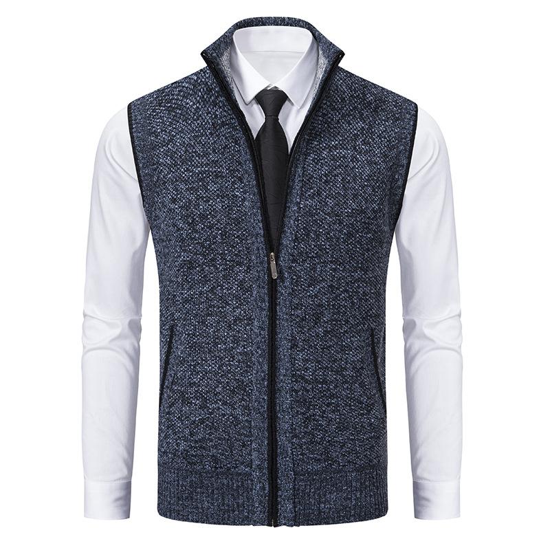 Stylish men's mock neck zip vest, perfect for casual or smart-casual autumn & winter layering.