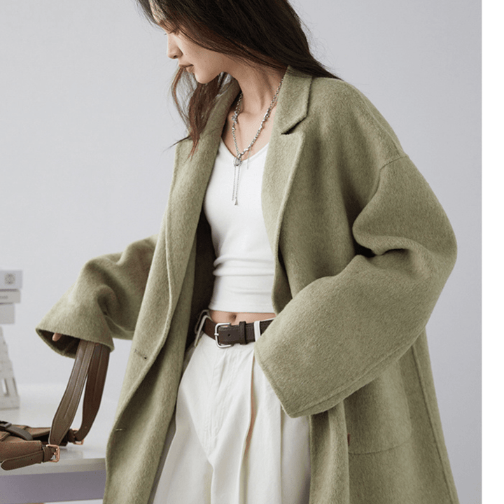Men's Wool Trench Coat - Double - Breasted, Oversized Fit - Lexians
