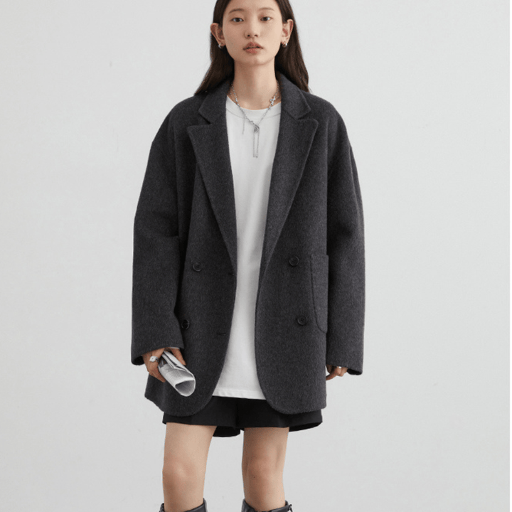 Men's Wool Trench Coat - Double - Breasted, Oversized Fit - Lexians