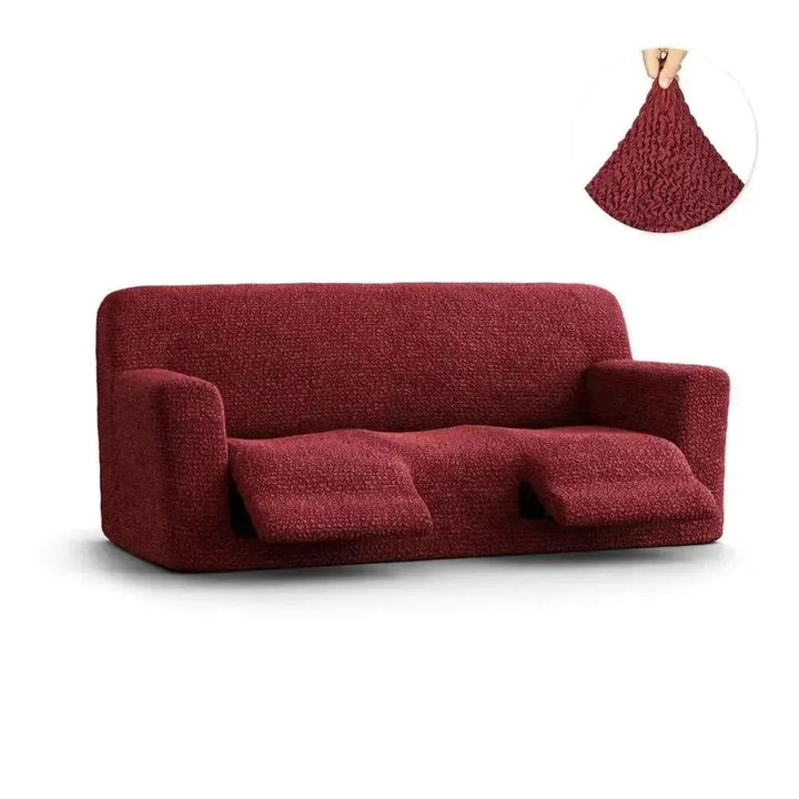 "Microfiber 3-seater recliner slipcover in light grey, versatile fit; transforms decor with protective, stylish cover."