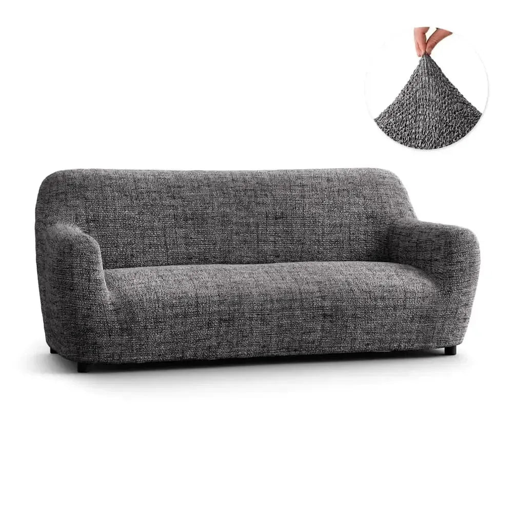 "Microfiber 3-seater sofa slipcover in various colors, showcasing a snug fit and elegant texture for enhanced decor."