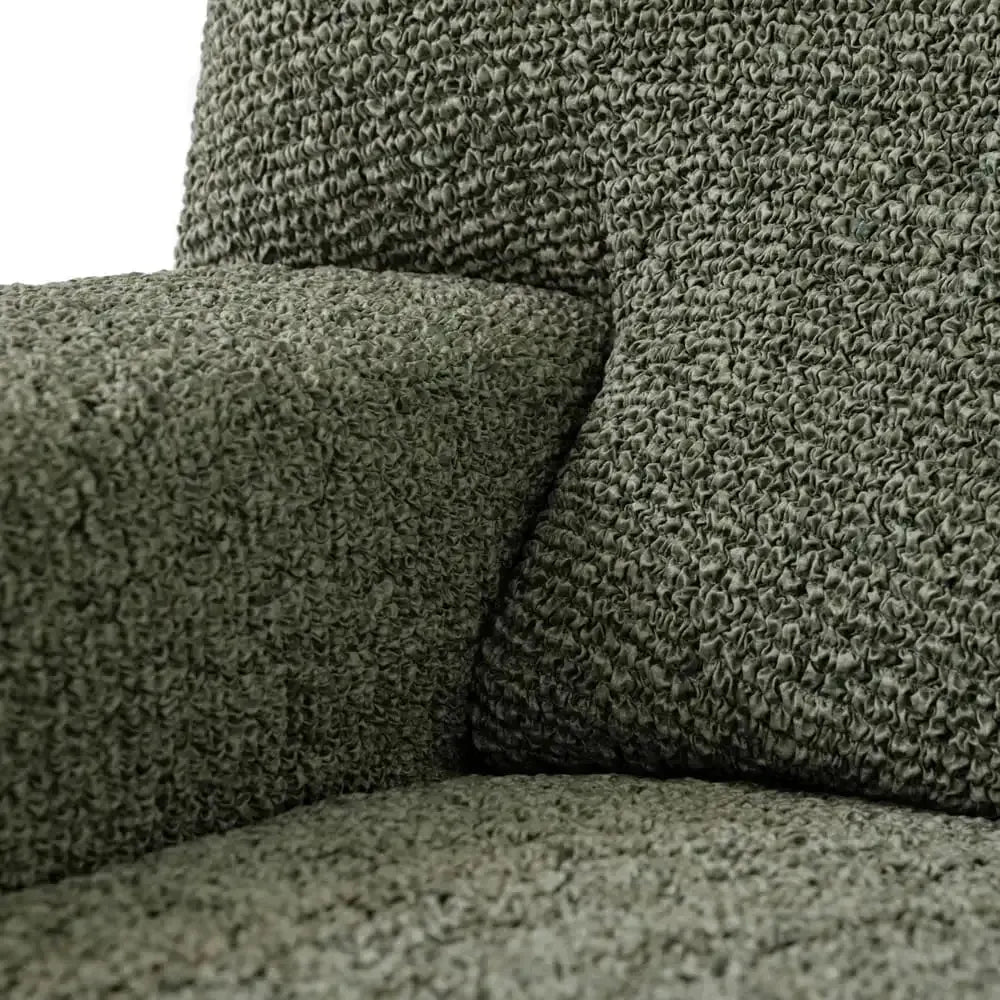 "Microfiber 3-seater sofa slipcover in various colors, showcasing a snug fit and elegant texture for enhanced decor."