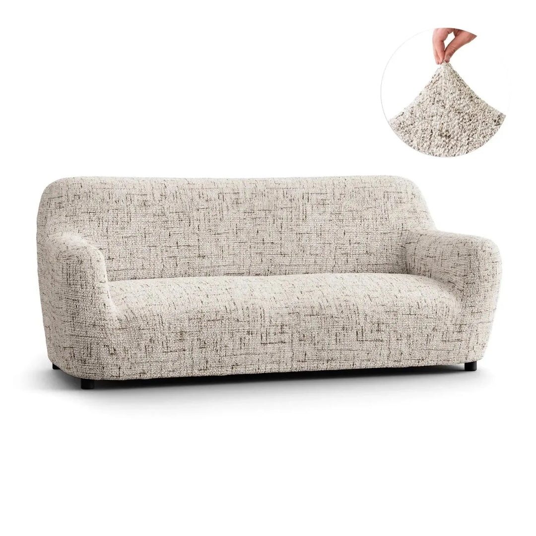 "Microfiber 3-seater sofa slipcover in various colors, showcasing a snug fit and elegant texture for enhanced decor."