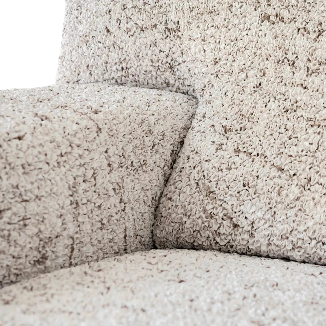 "Microfiber 3-seater sofa slipcover in various colors, showcasing a snug fit and elegant texture for enhanced decor."