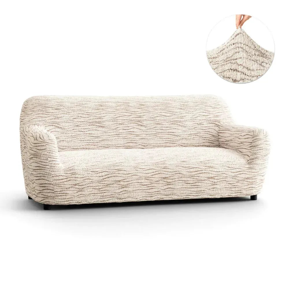 "Microfiber 3-seater sofa slipcover in various colors, showcasing a snug fit and elegant texture for enhanced decor."