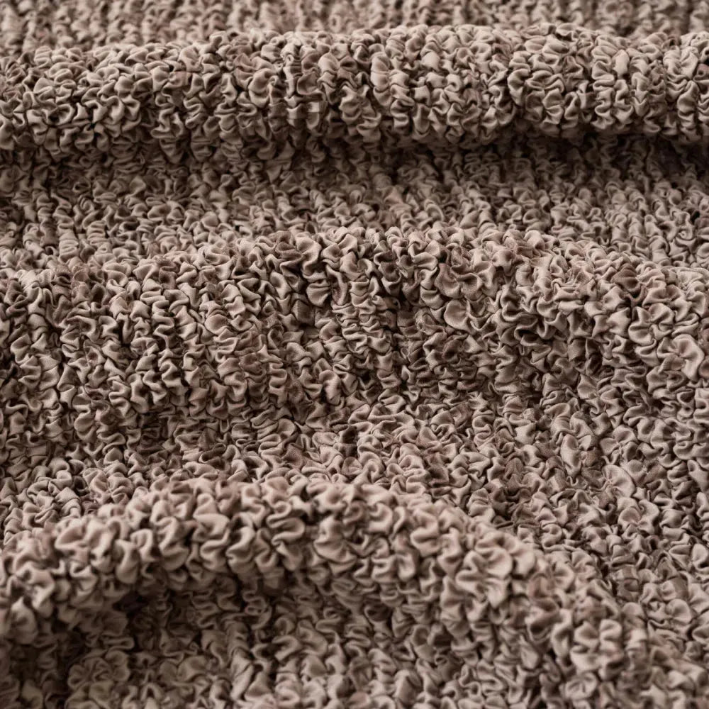 "Microfiber 3-seater sofa slipcover in various colors, showcasing a snug fit and elegant texture for enhanced decor."