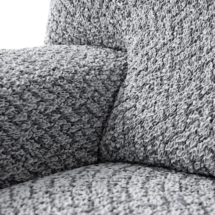 "Microfiber 3-seater sofa slipcover in various colors, showcasing a snug fit and elegant texture for enhanced decor."