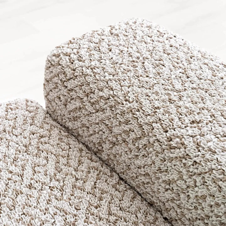 "Microfiber 3-seater sofa slipcover in various colors, showcasing a snug fit and elegant texture for enhanced decor."