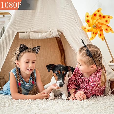 Compact wireless 1080P WiFi security camera for indoor smart home monitoring & surveillance.