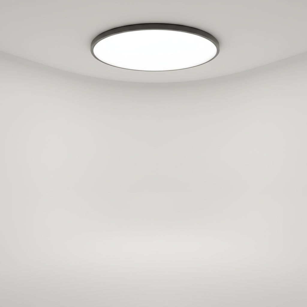 AuraSphere minimalist LED ceiling light, showcasing its sleek modern design for contemporary home ambiance.