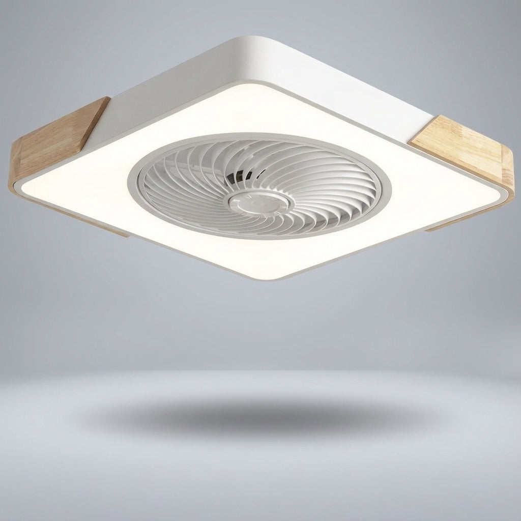 Integrated LED bladeless ceiling fan for quiet, modern home comfort. Remote-controlled ambient light.