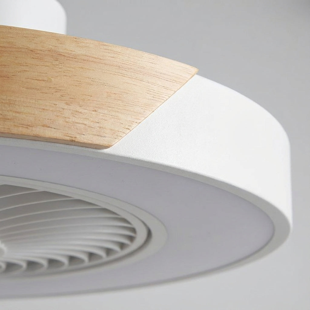 Quiet bladeless LED ceiling fan light fixture. Remote control for modern indoor lighting & airflow.