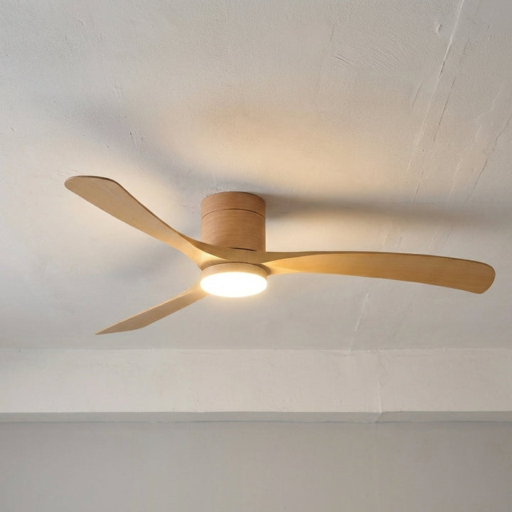 Modern ceiling fan with LED light. Quiet, smart, remote control for versatile home lighting and comfort.